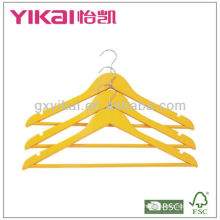 Lemon color wooden shirt hanger with round bar and U notches